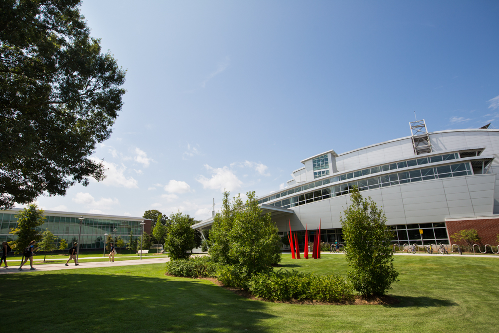 Campus Recreation Center (CRC) (right), Joseph B. Whitehead Student Health Center building (left) (Photo Credit: Raftermen Photography)