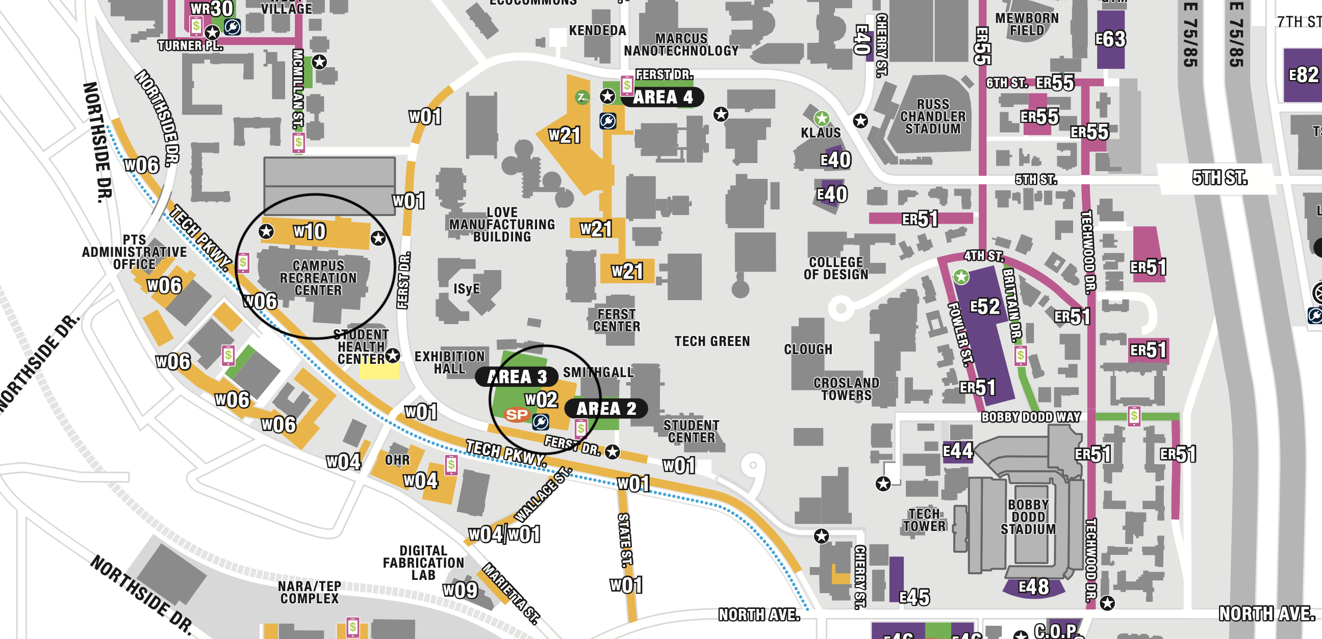 Guests will park in the Campus Recreation deck (W10) and Student Center parking deck (W2).  